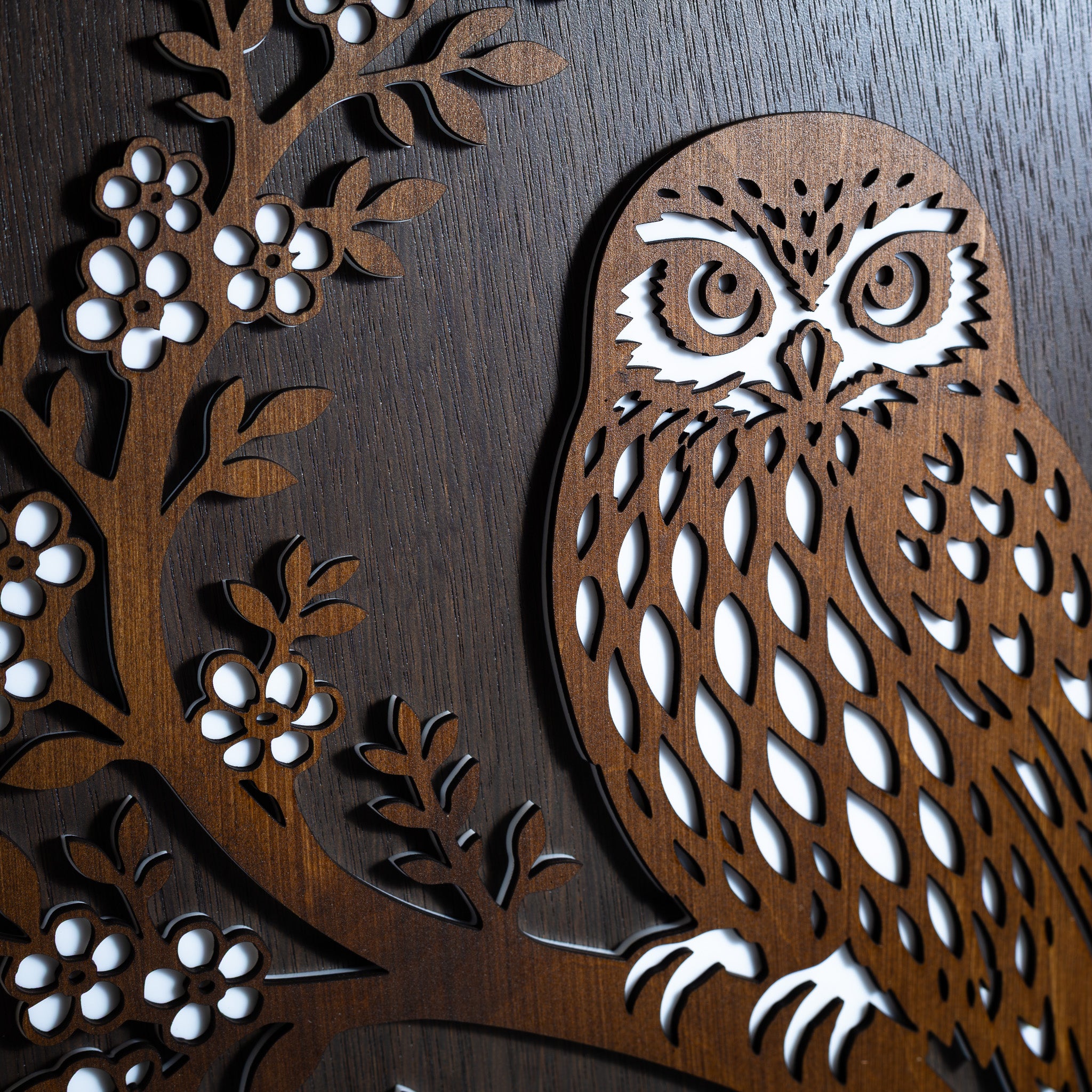 Morepork / Ruru – A3 Signature Wall Art (Oak or Walnut)