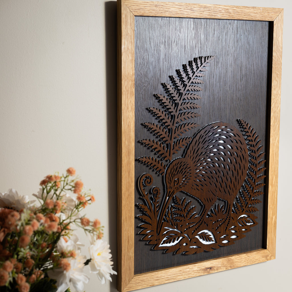 Kiwi – A3 Signature Wall Art (Oak or Walnut)