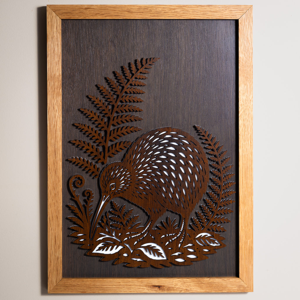 Kiwi – A3 Signature Wall Art (Oak or Walnut)