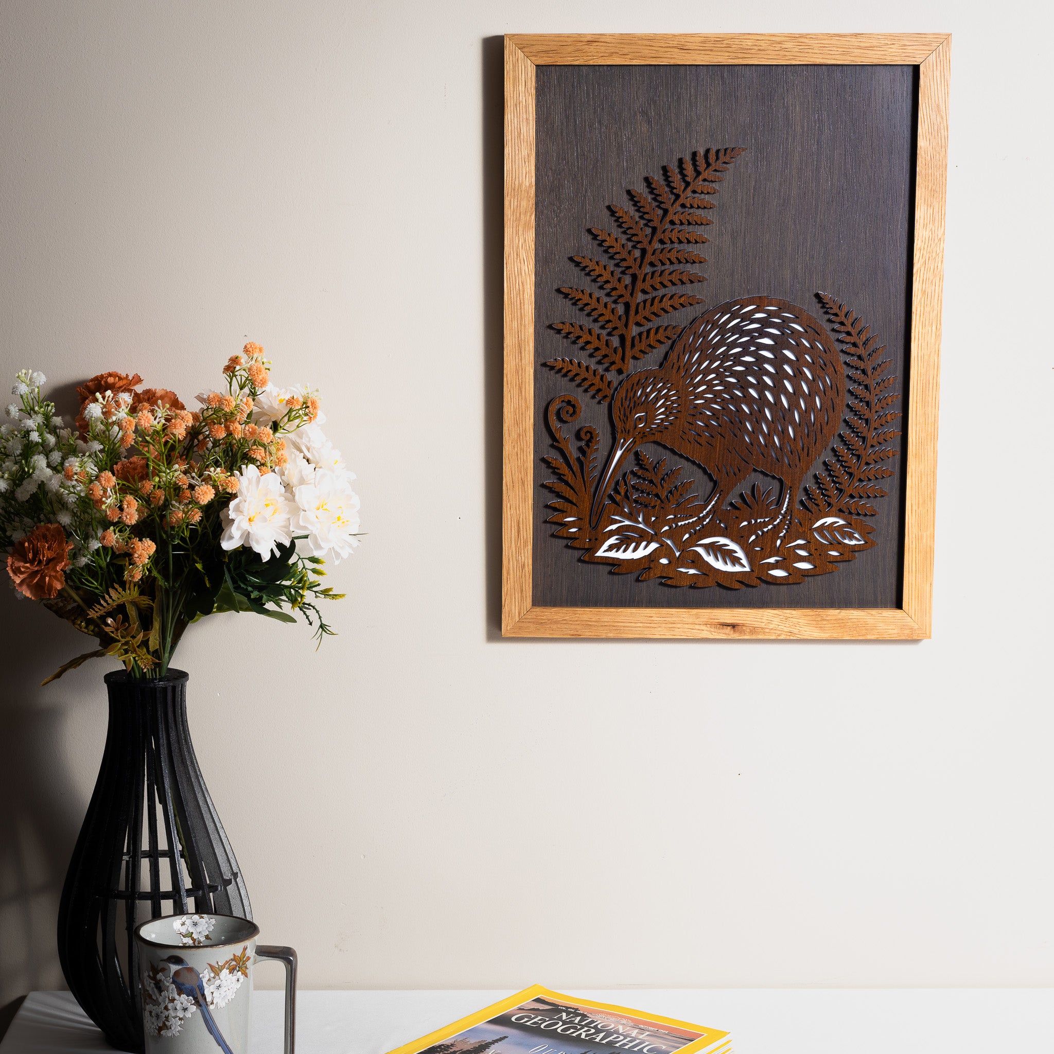 Kiwi – A3 Signature Wall Art (Oak or Walnut)