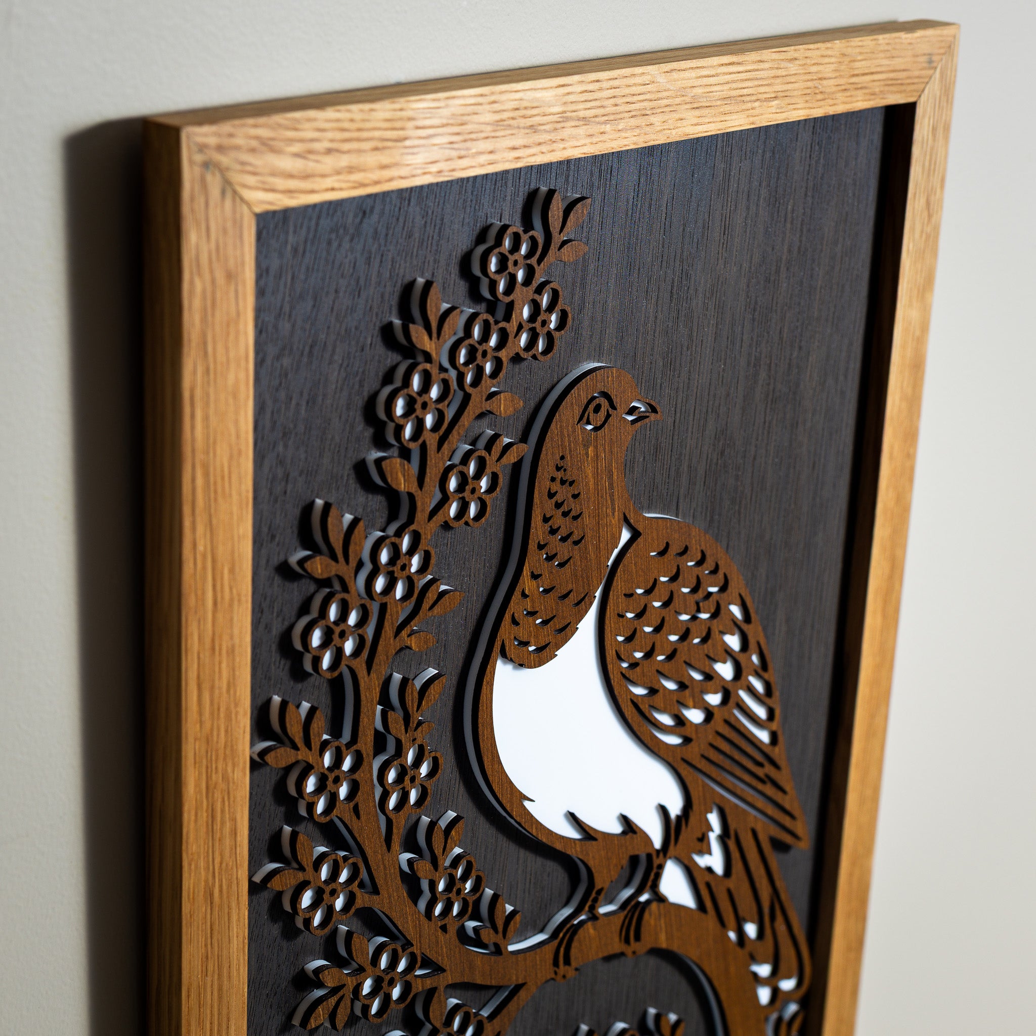 New Zealand Wood Pigeon / Kererū – A3 Signature Wall Art (Oak or Walnut)