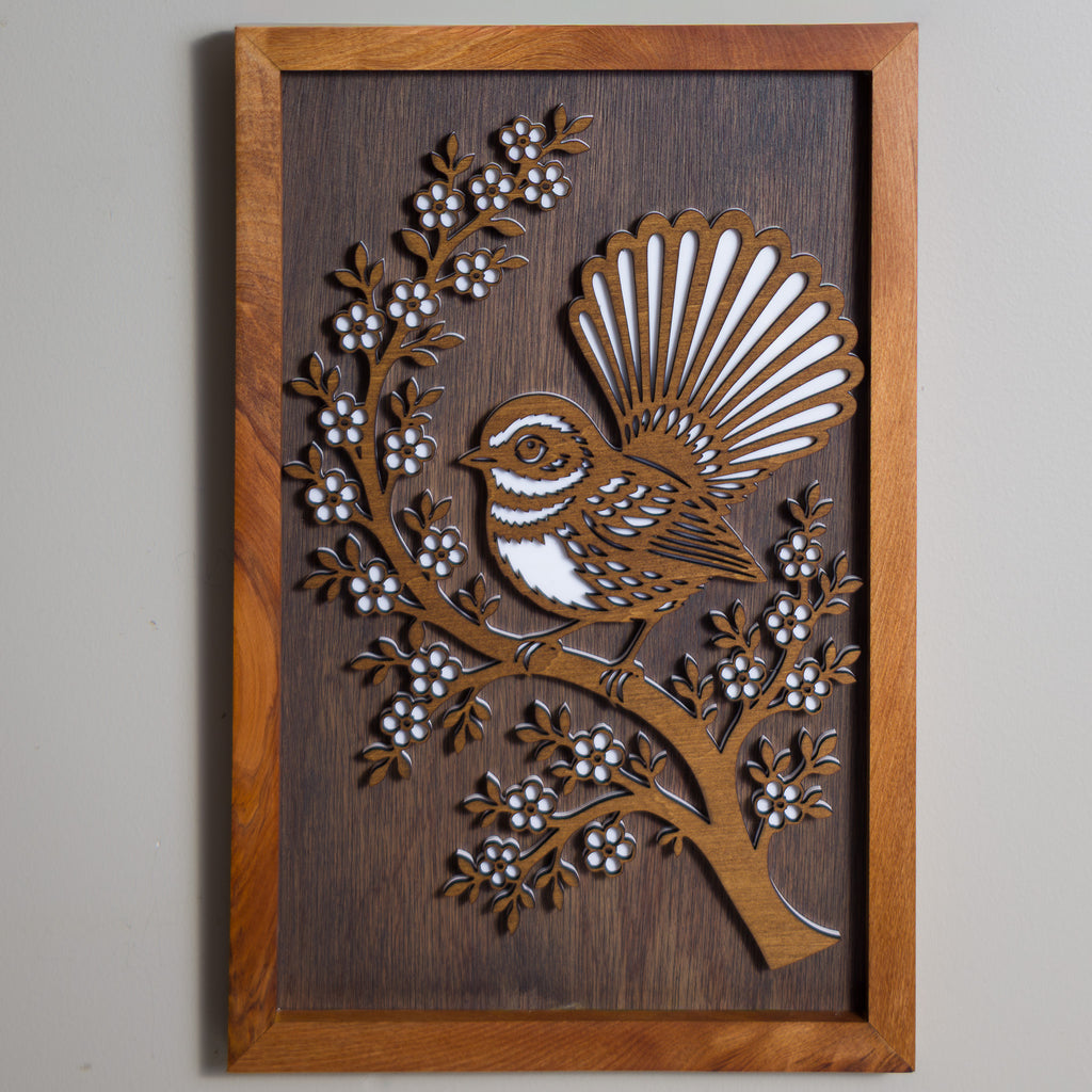 New Zealand Fantail / Pīwakawaka - 3-Layer Framed Wall Art