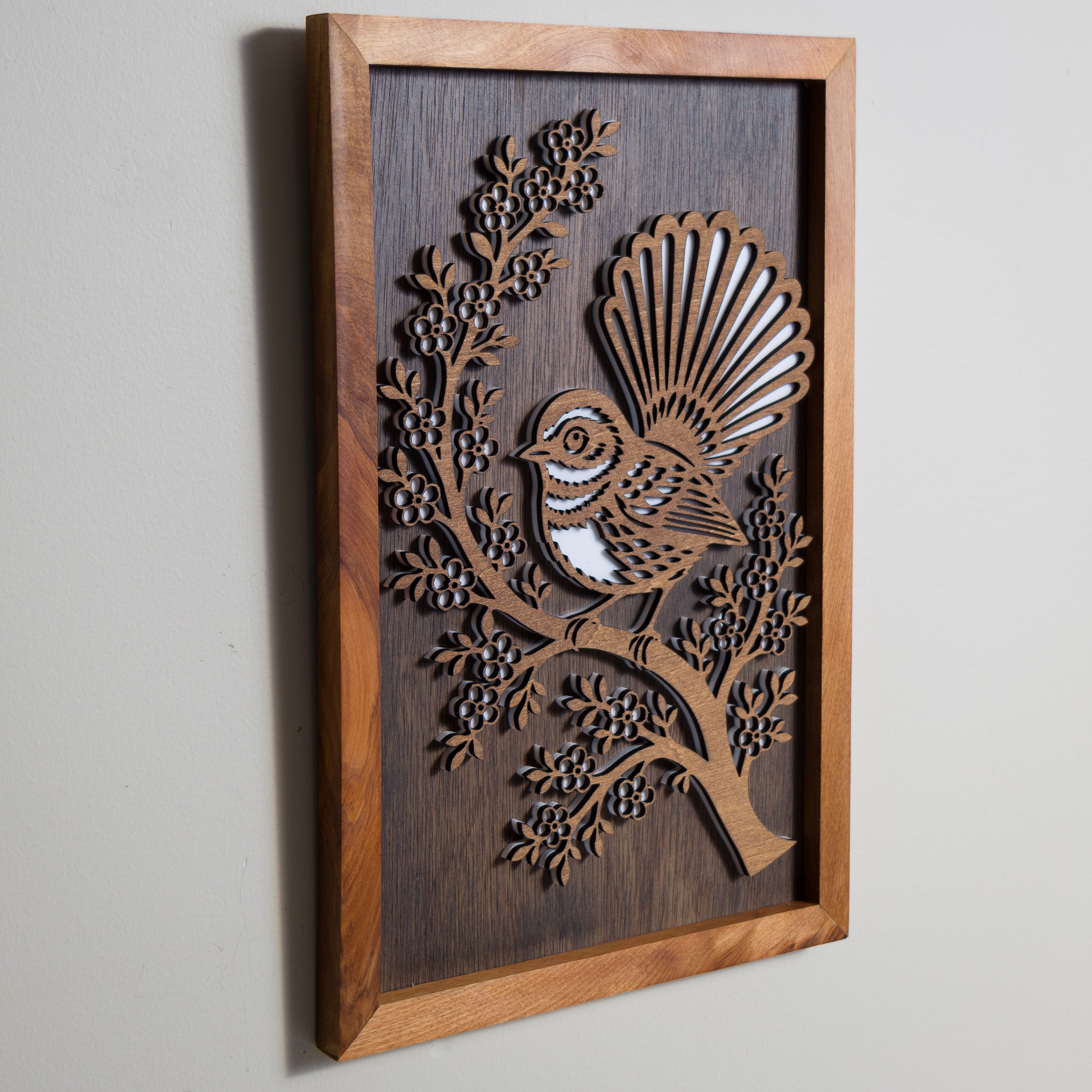 New Zealand Fantail / Pīwakawaka - 3-Layer Framed Wall Art