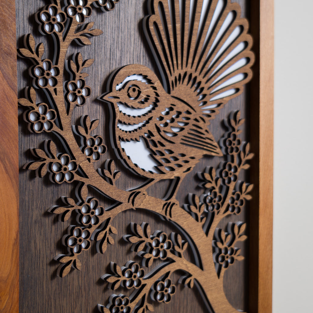 New Zealand Fantail / Pīwakawaka - 3-Layer Framed Wall Art