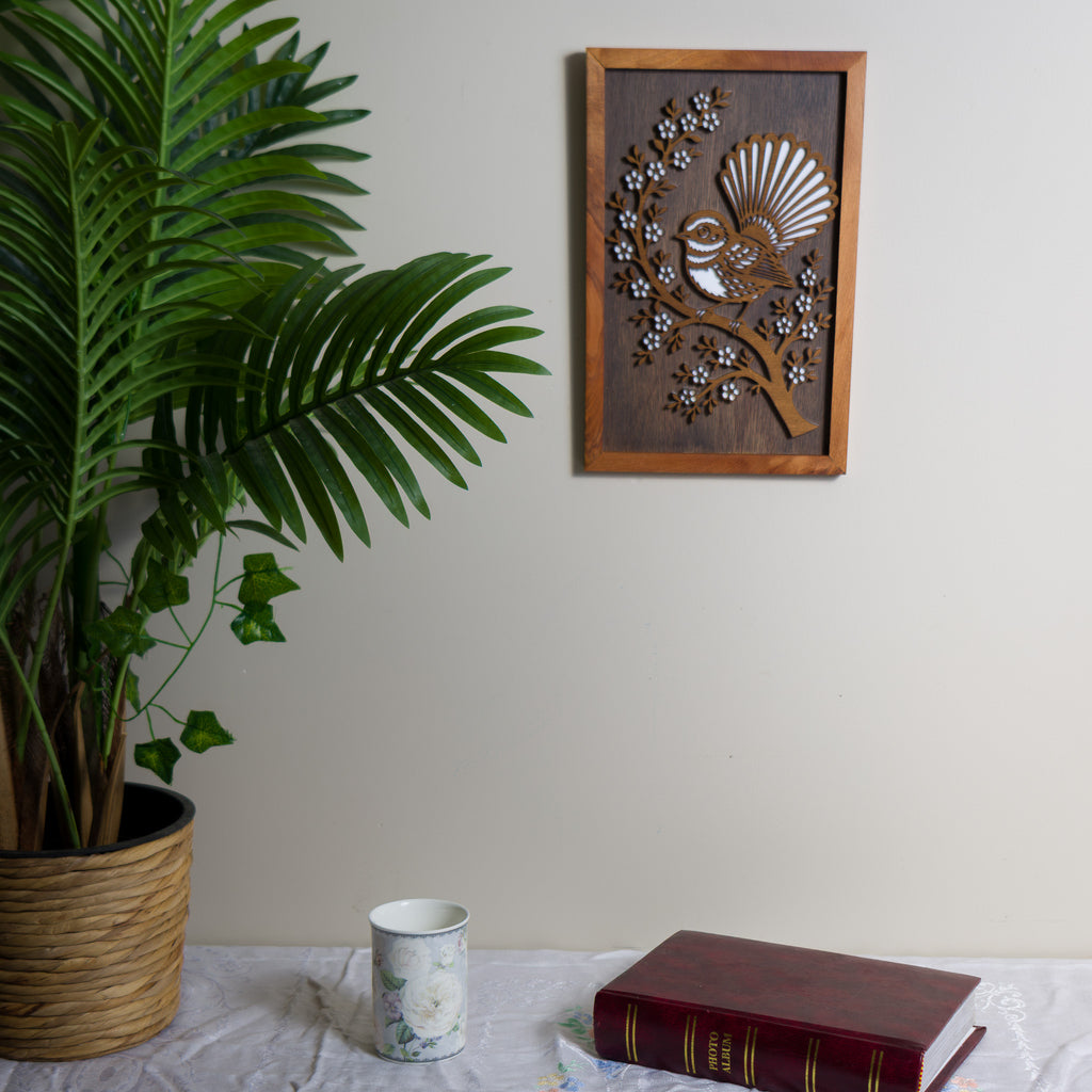 New Zealand Fantail / Pīwakawaka - 3-Layer Framed Wall Art