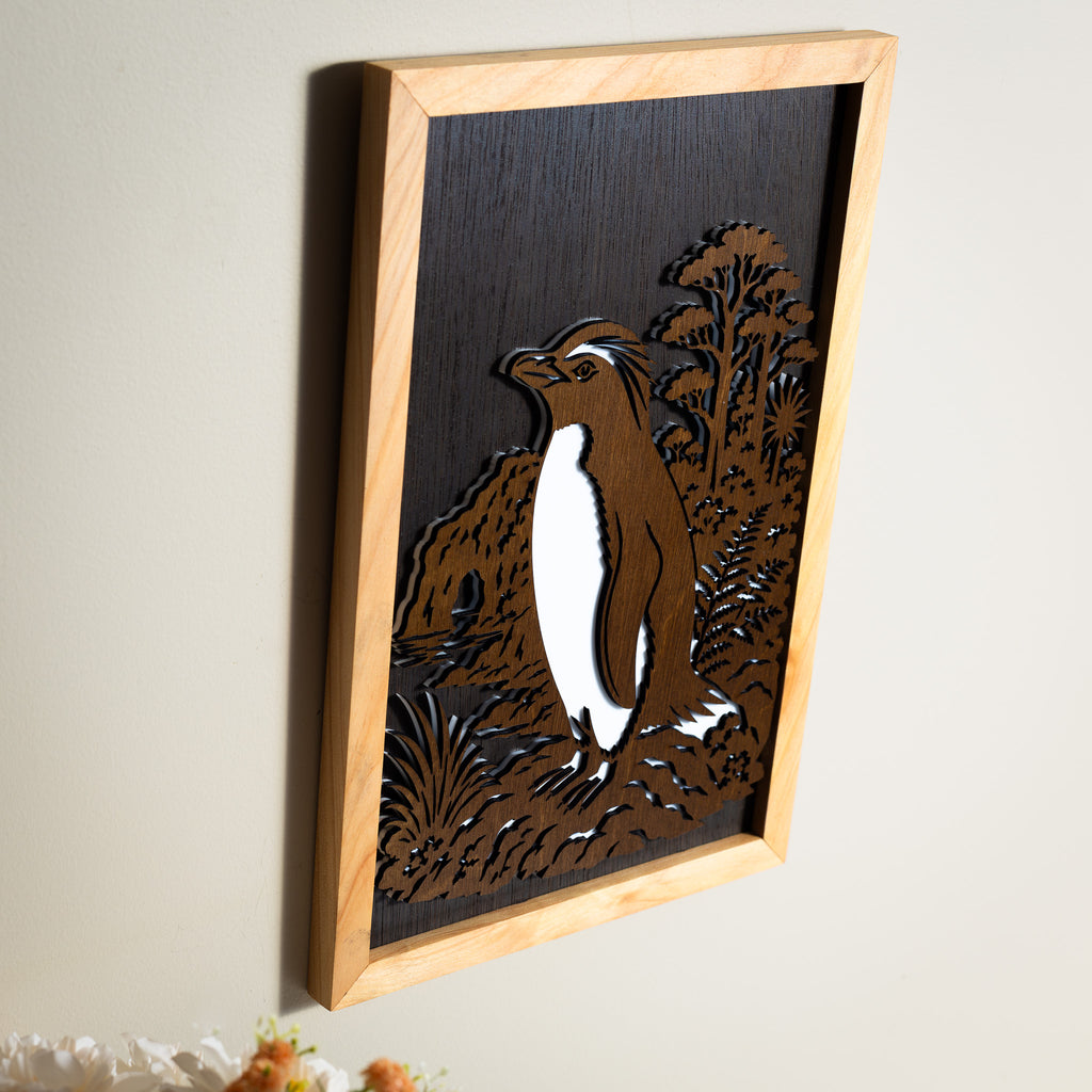 Fiordland Crested Penguin / Tawaki - 3-Layer Framed Wall Art