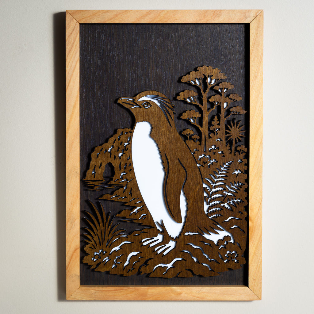Fiordland Crested Penguin / Tawaki - 3-Layer Framed Wall Art