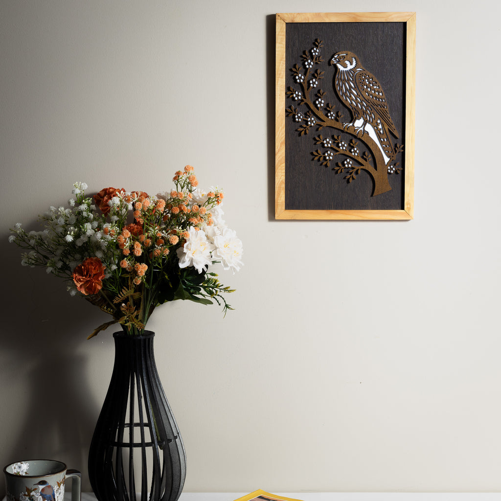 New Zealand Falcon / Kārearea - 3-Layer Framed Wall Art