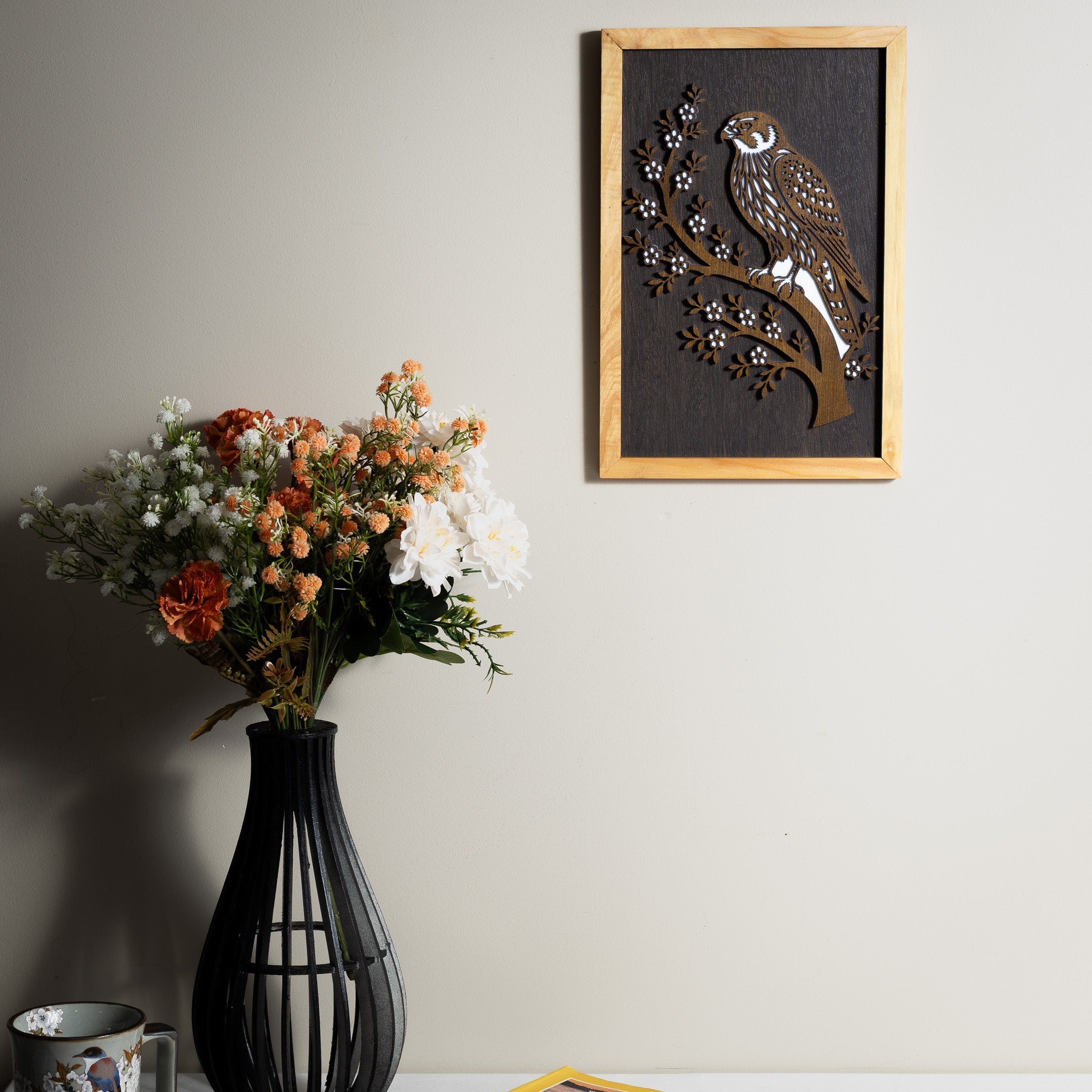 New Zealand Falcon / Kārearea - 3-Layer Framed Wall Art