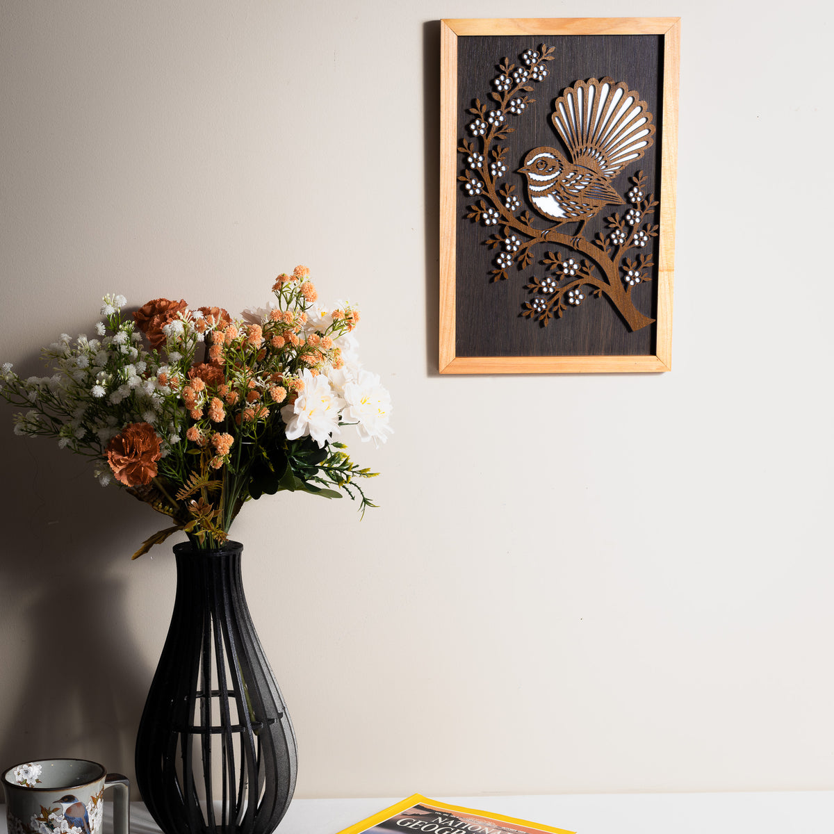 New Zealand Fantail / Pīwakawaka - 3-Layer Framed Wall Art