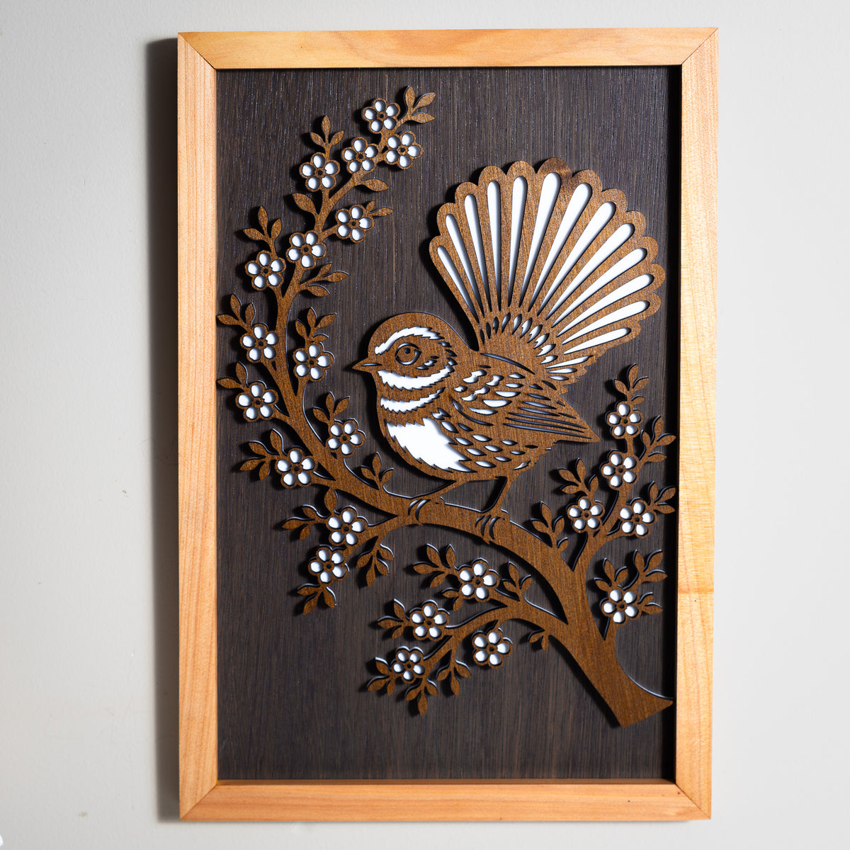 New Zealand Fantail / Pīwakawaka - 3-Layer Framed Wall Art