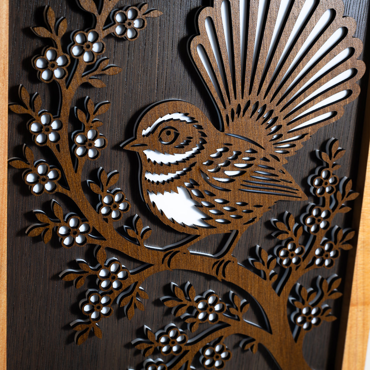 New Zealand Fantail / Pīwakawaka - 3-Layer Framed Wall Art
