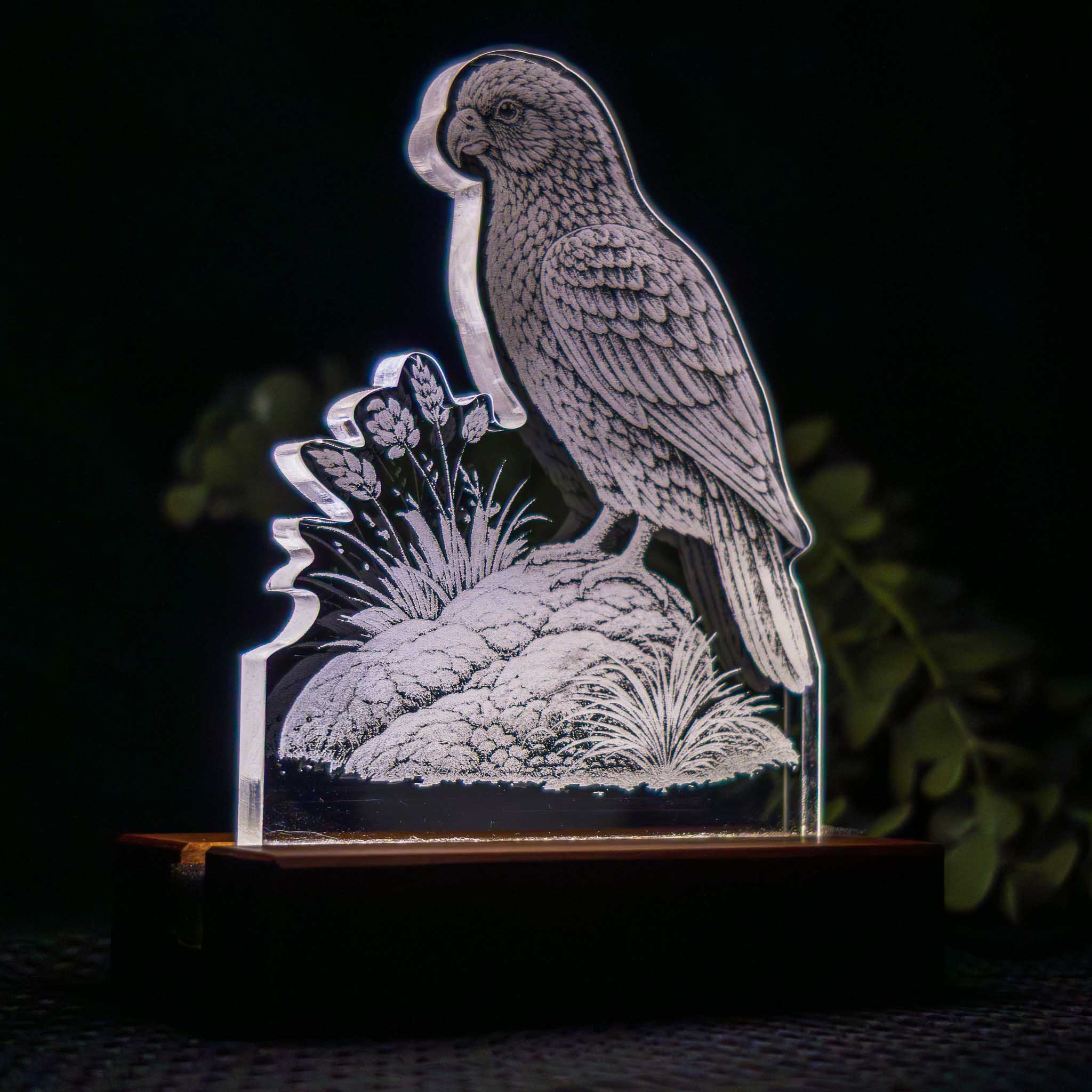 Kea – Acrylic LED Light (USB, Matai base) | Handmade NZ Timber | furnACE