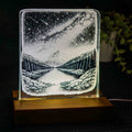 Mountain – Acrylic LED Light (USB, Matai base, wide) | Handmade NZ Timber | furnACE
