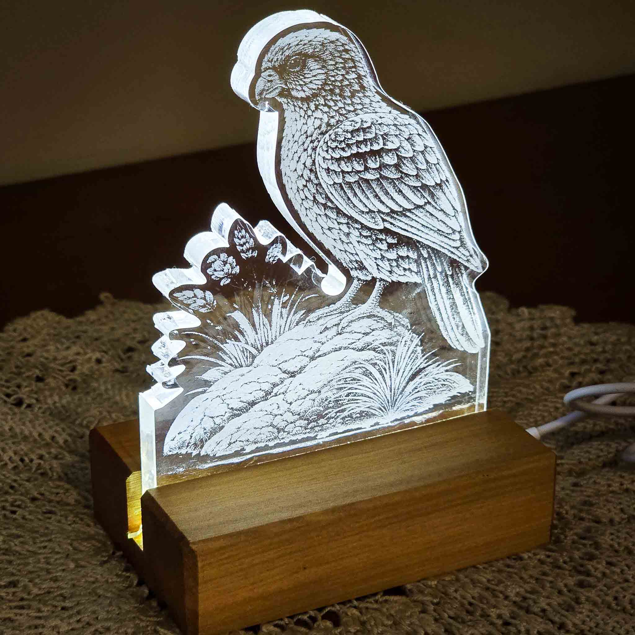 Kea – Acrylic LED Light (USB, Matai base) | Handmade NZ Timber | furnACE