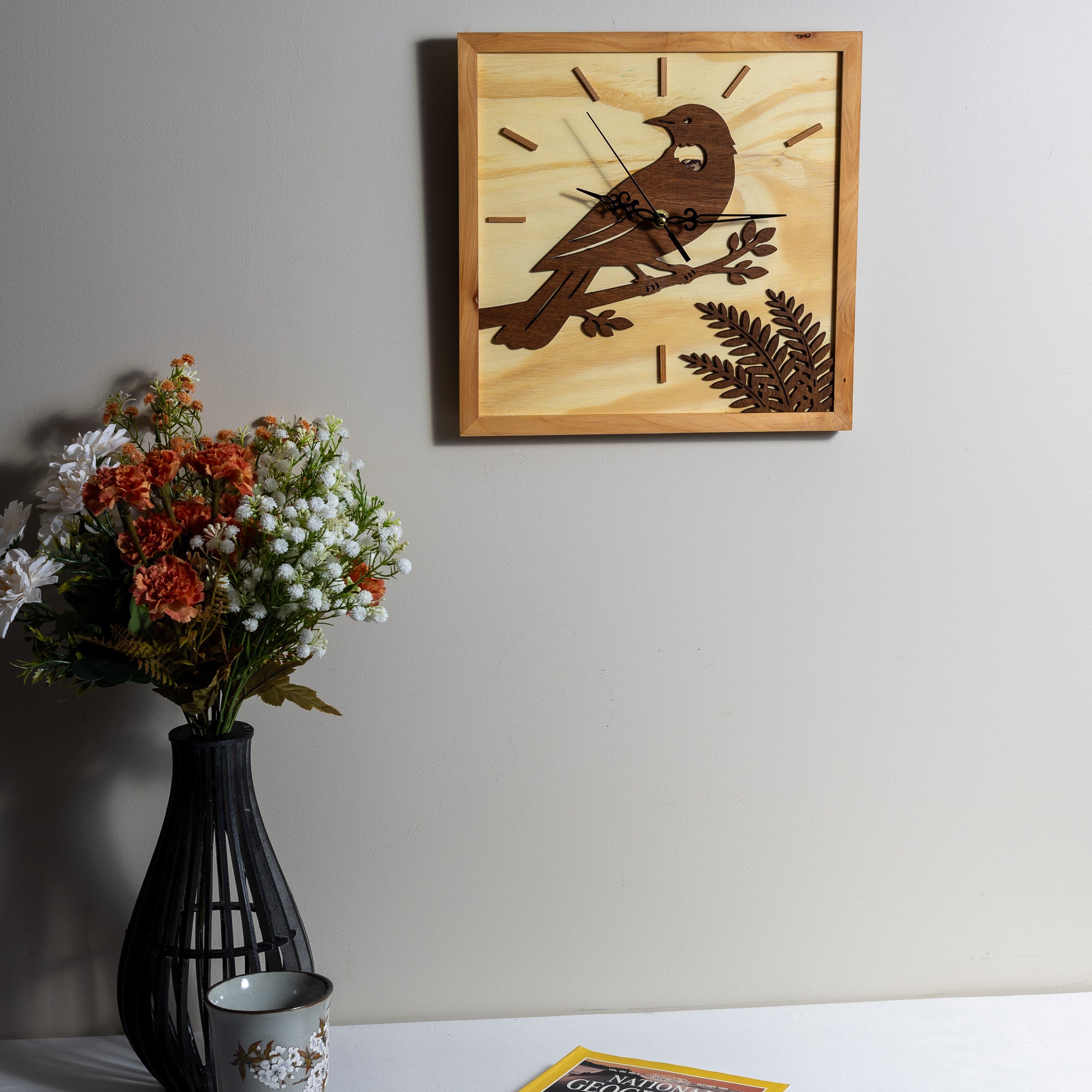 NZ Tui Wall Clock (315×315mm) | Silent Sweep