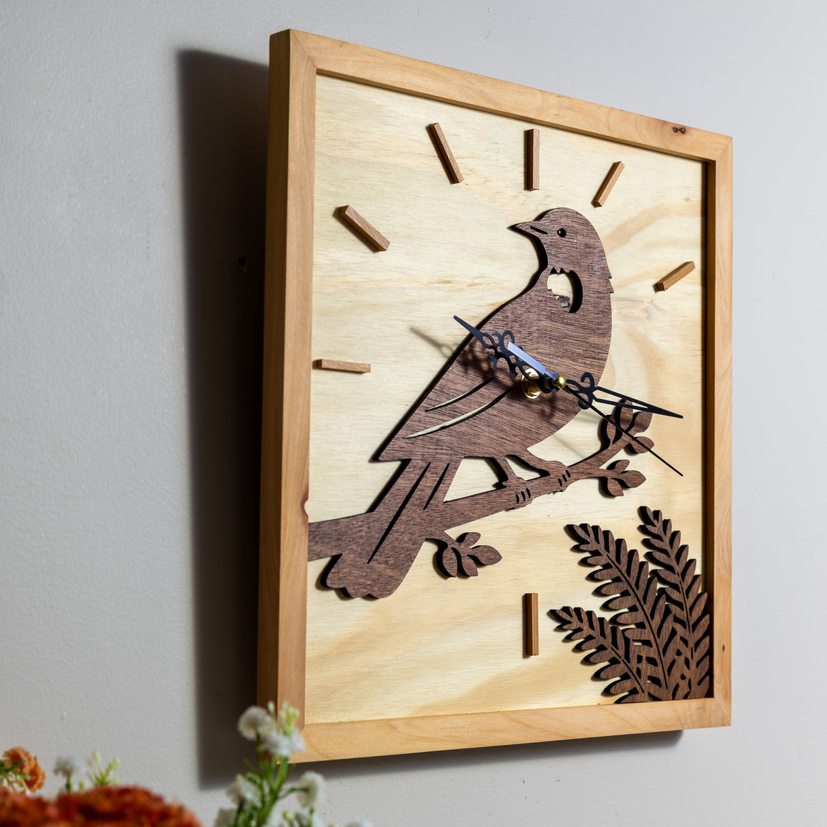 NZ Tui Wall Clock (315×315mm) | Silent Sweep