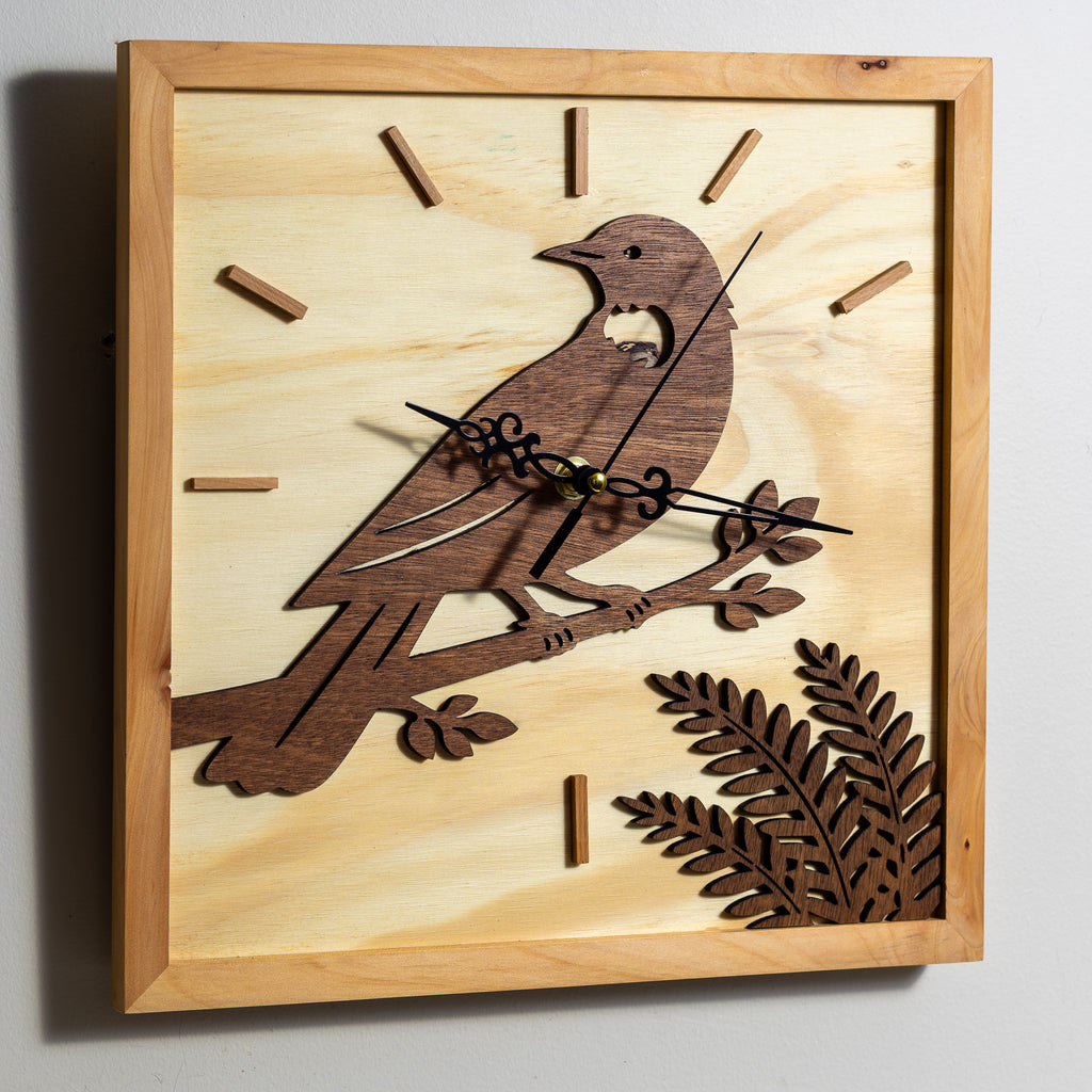 NZ Tui Wall Clock (315×315mm) | Silent Sweep