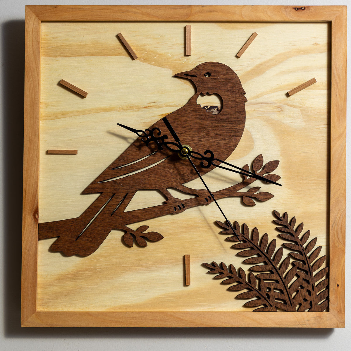 NZ Tui Wall Clock (315×315mm) | Silent Sweep