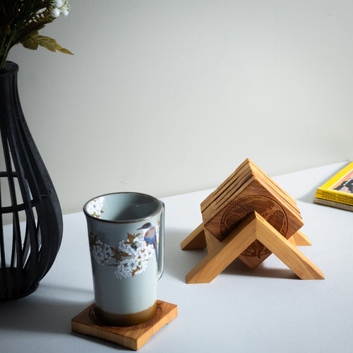 Birds of Aotearoa Coaster Set, Handmade NZ Macrocarpa Timber (Set of 5)