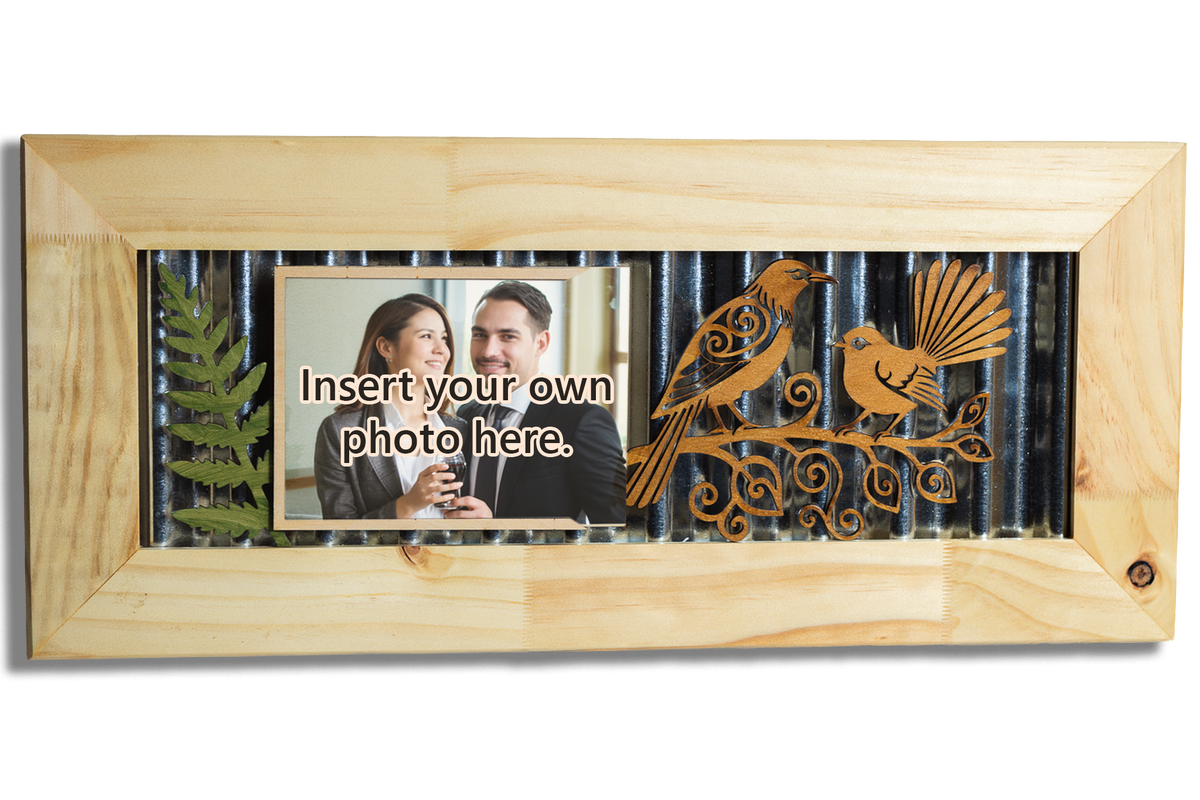 Tūī & Fantail Corrugated Iron Photo Frame