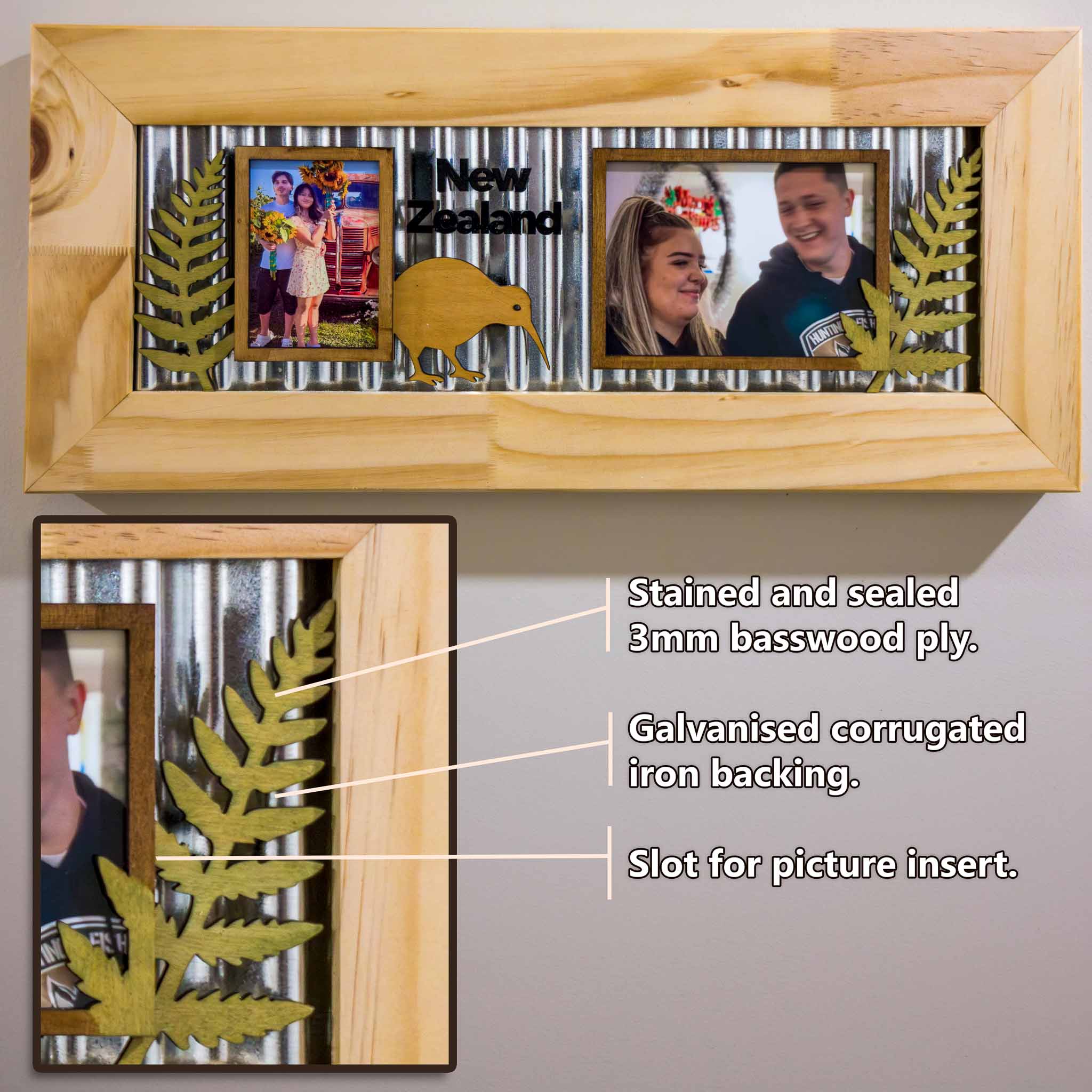 Corrugated Iron Photo Frame – Portrait Standard | Handmade NZ Timber | furnACE
