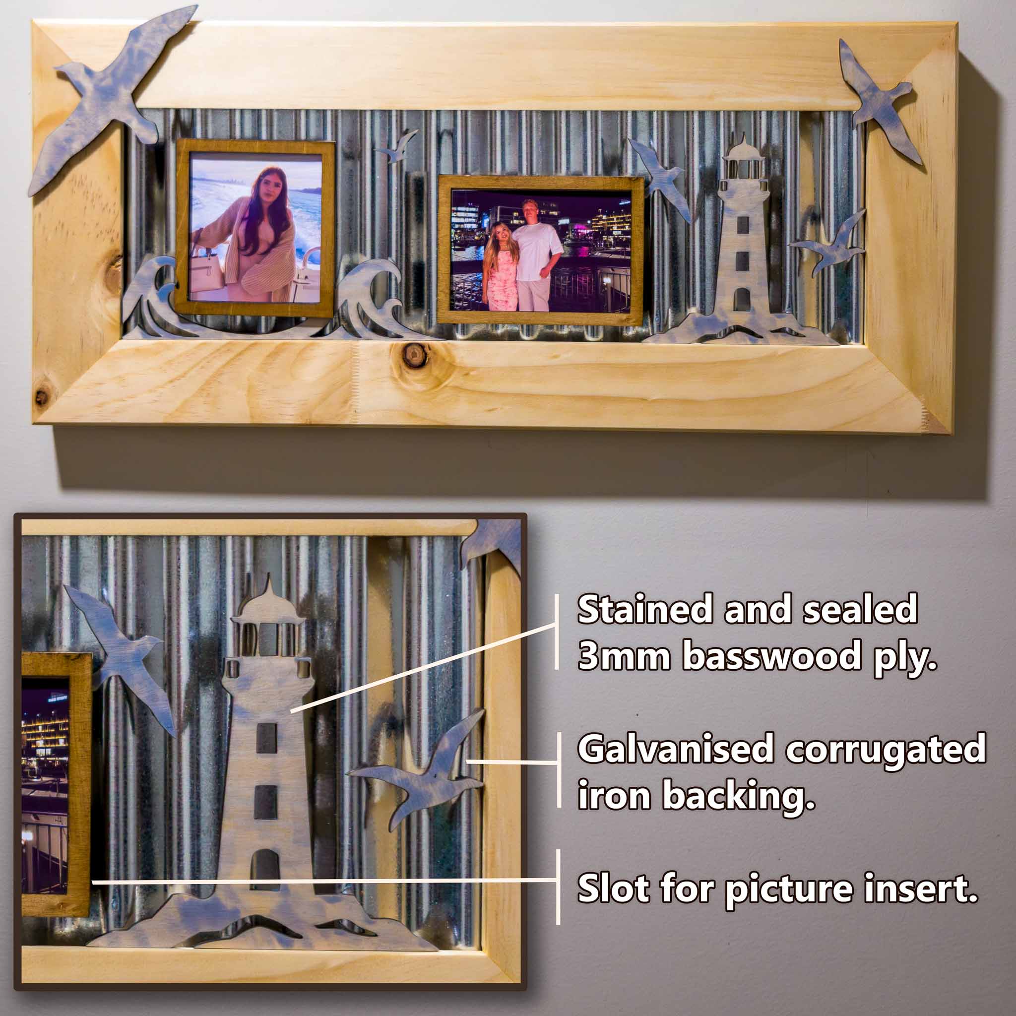 Corrugated Iron Photo Frame – Portrait Standard | Handmade NZ Timber | furnACE