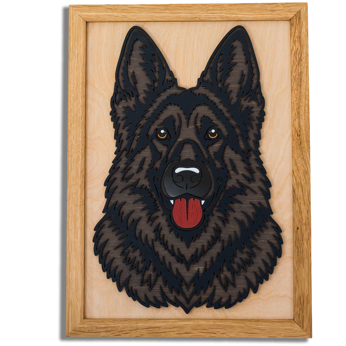 Black German Shepherd Layered Timber Wall Art – A3