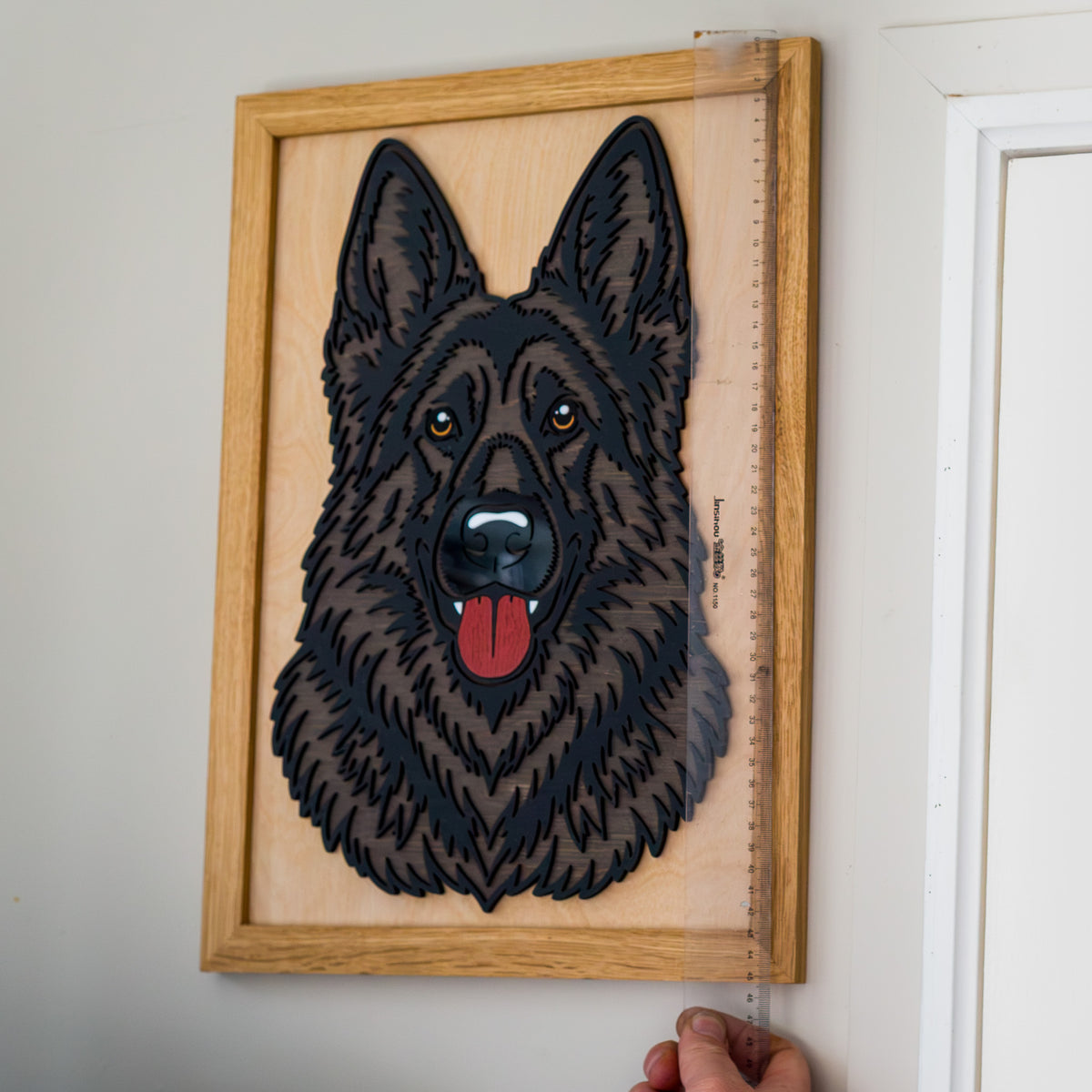 Black German Shepherd 3D Layered Silhouette Wall Art – A3 Framed | NZ Made