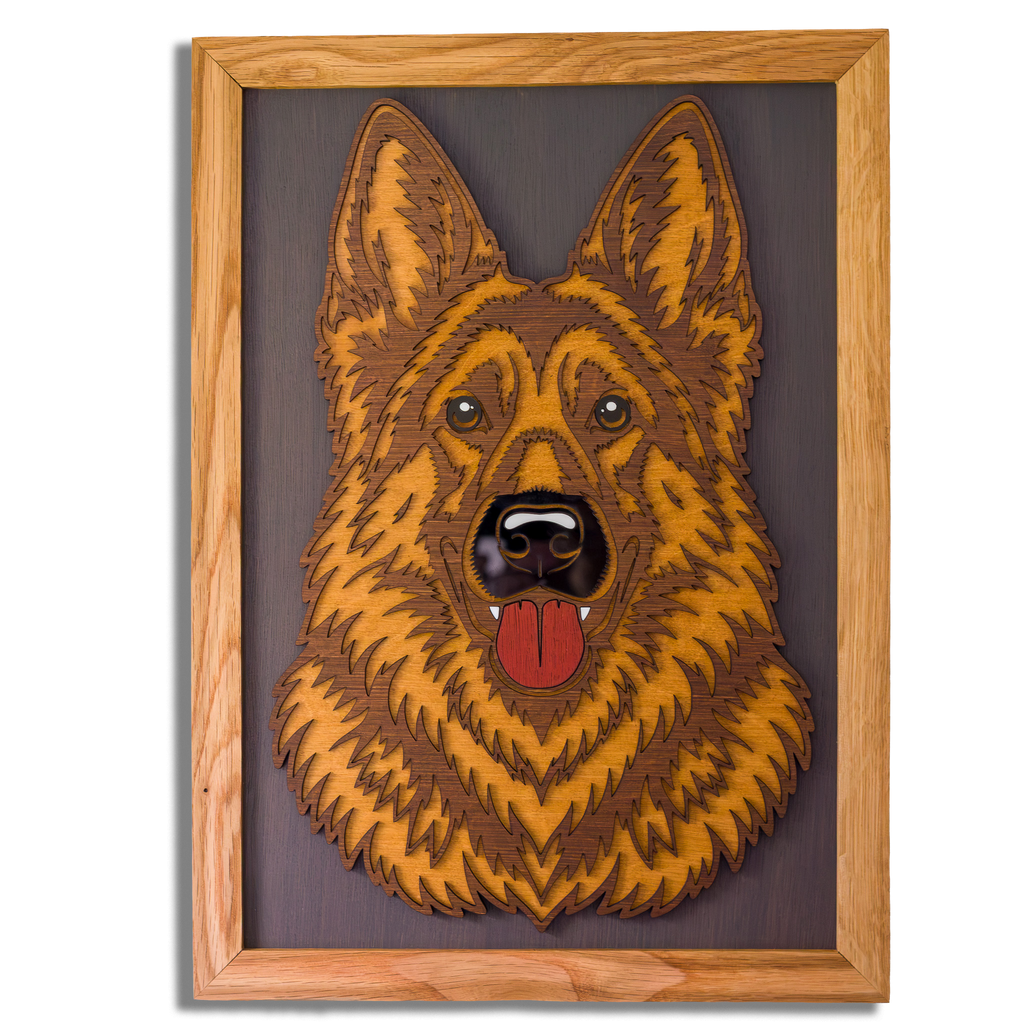 German Shepherd Layered Timber Wall Art – A3