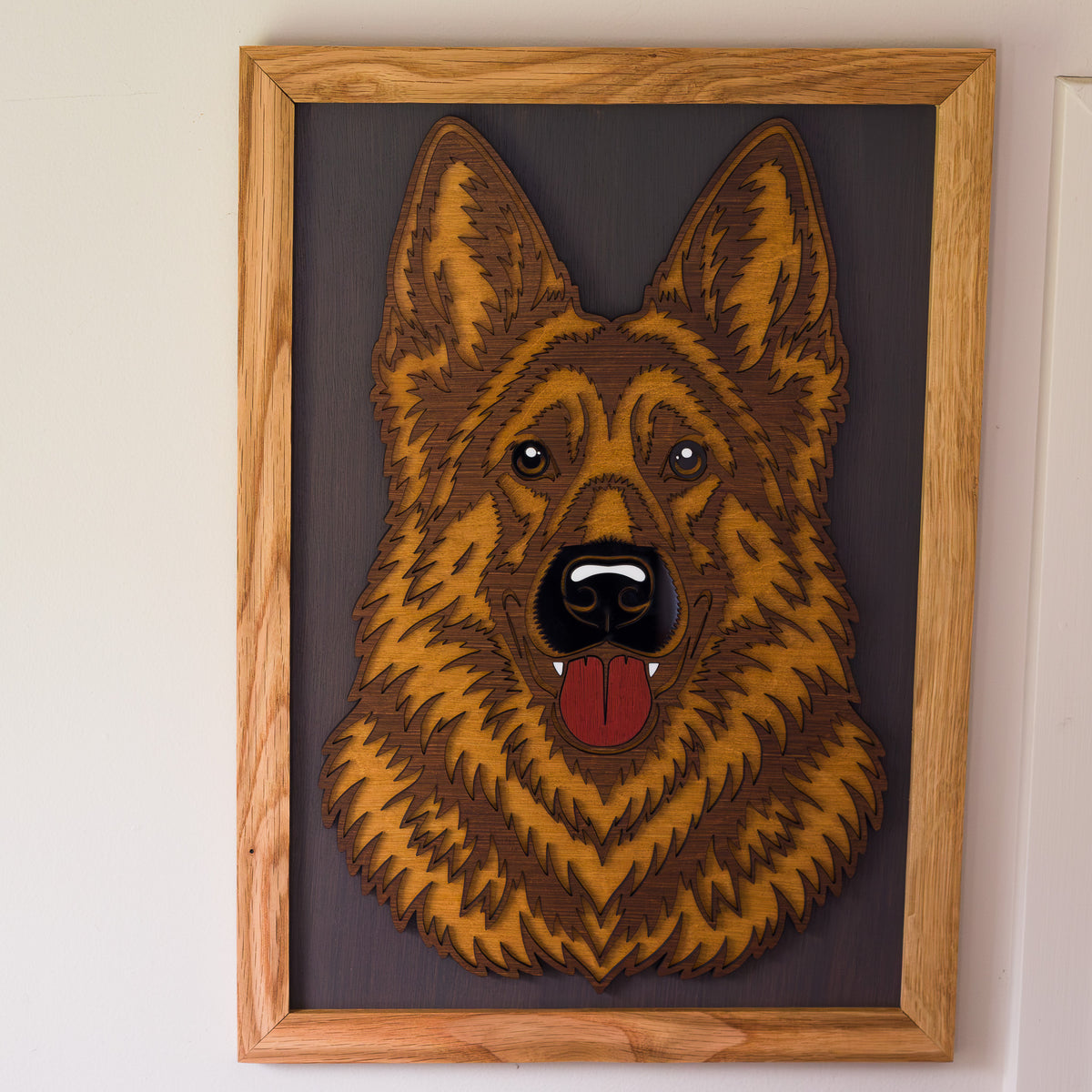 3D German Shepherd Layered Timber Wall Art – A3 Framed | NZ Made