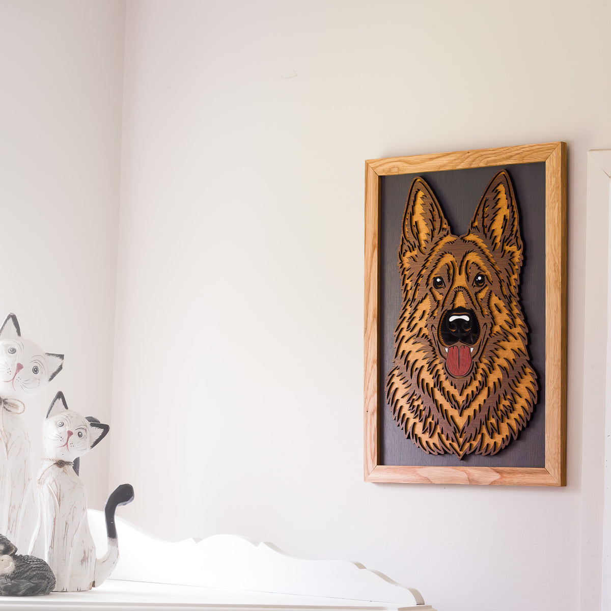 3D German Shepherd Layered Timber Wall Art – A3 Framed | NZ Made