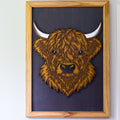 3D Highland Cow Layered Timber Wall Art – A3 Framed | NZ Made