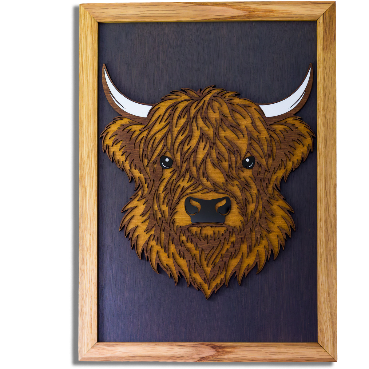 Highland Cow Layered Timber Wall Art – A3
