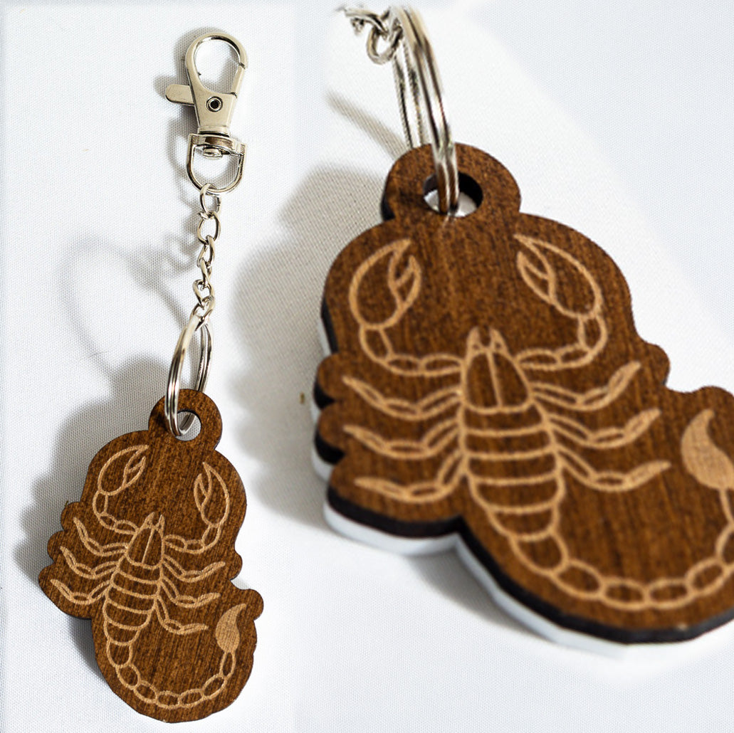 Zodiac Star Sign Wooden Keyrings & Bag Charms
