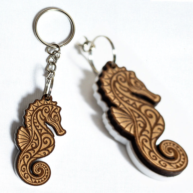 Seaside Wooden Keyrings & Bag Charms