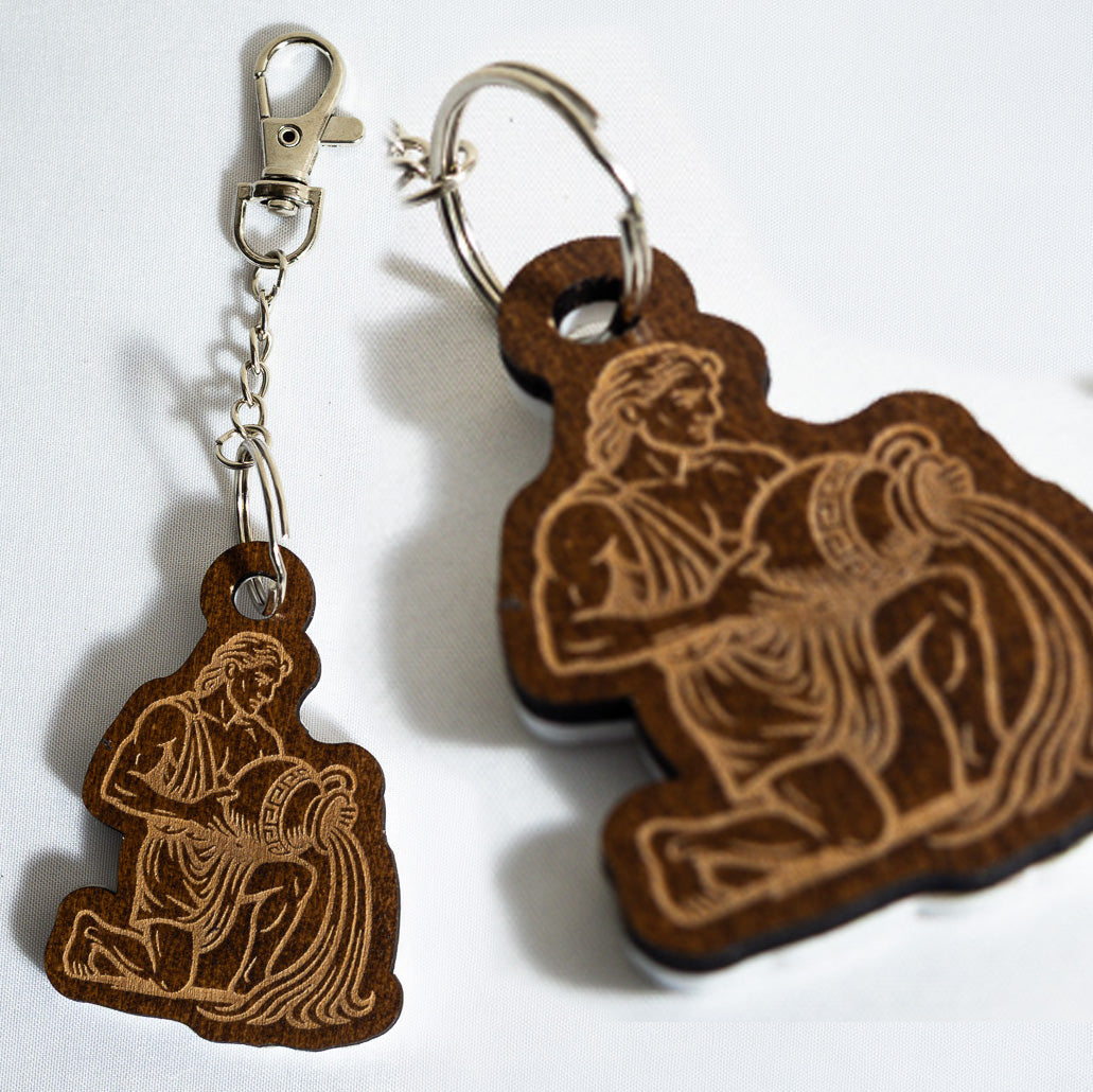 Zodiac Star Sign Wooden Keyrings & Bag Charms