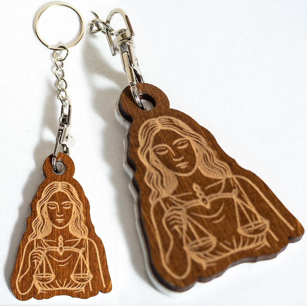 Zodiac Star Sign Wooden Keyrings & Bag Charms