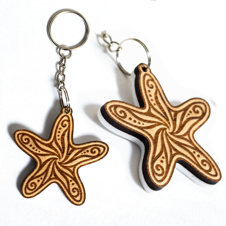Seaside Wooden Keyrings & Bag Charms