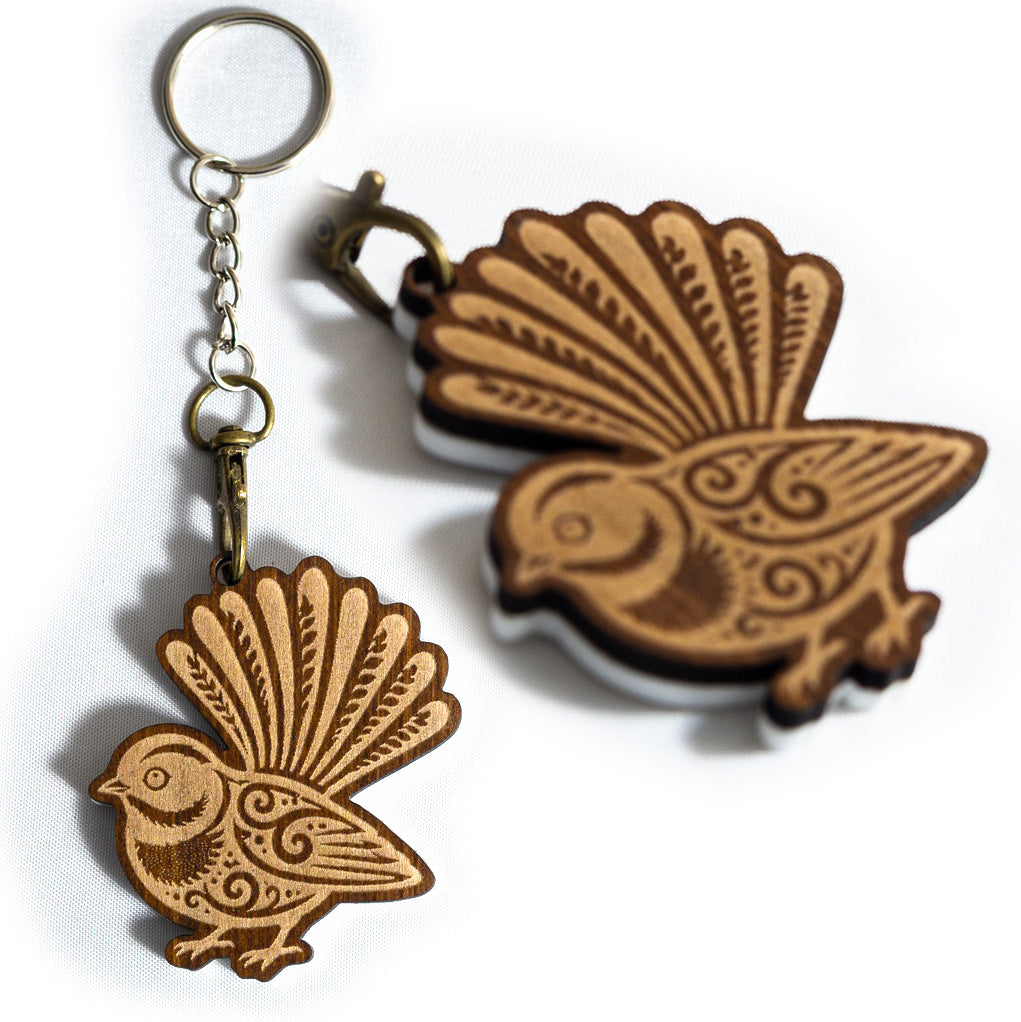 NZ Native Bird Wooden Keyrings & Bag Charms