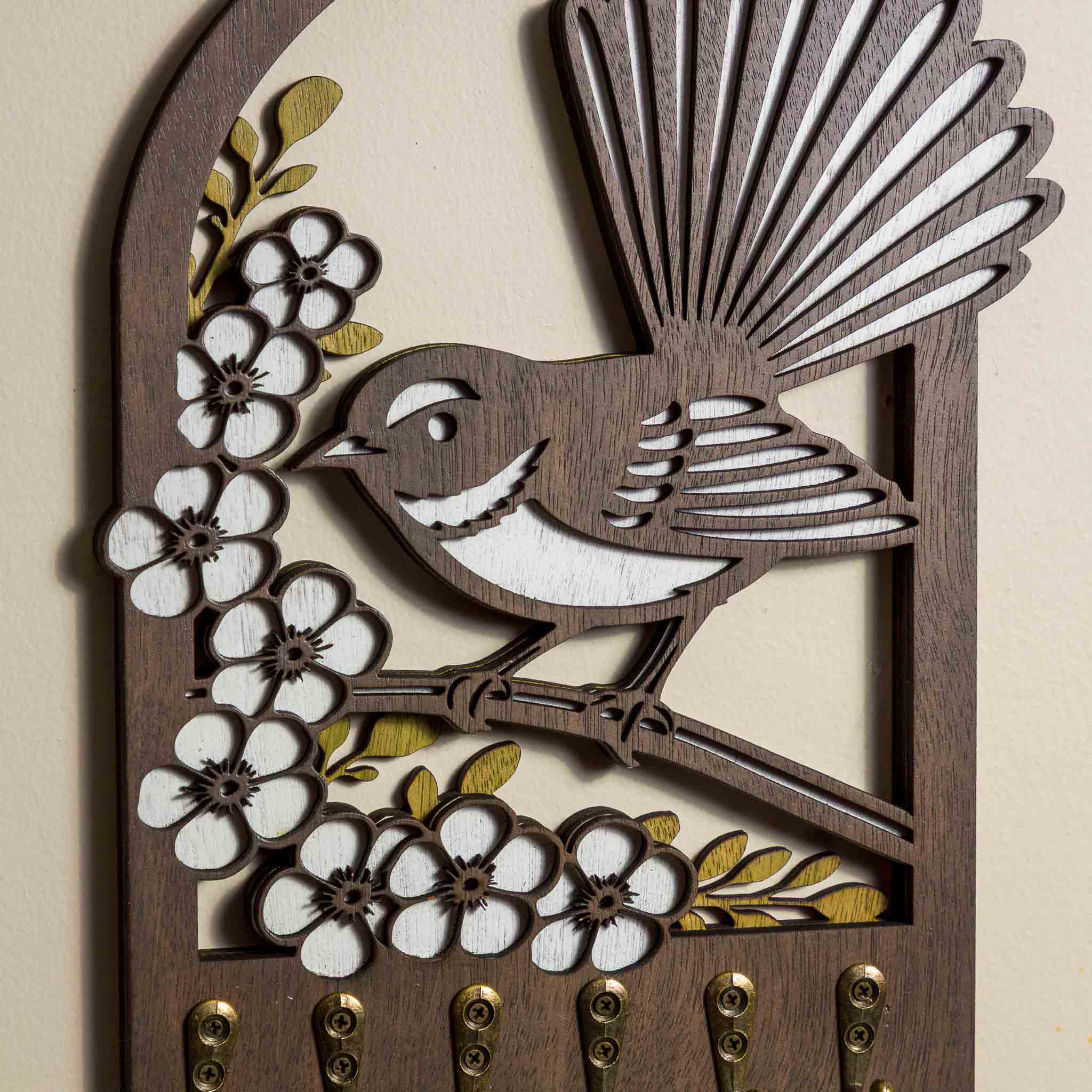 Fantail Key Holder (Wall Art, 6 hooks) | Handmade NZ Timber | furnACE
