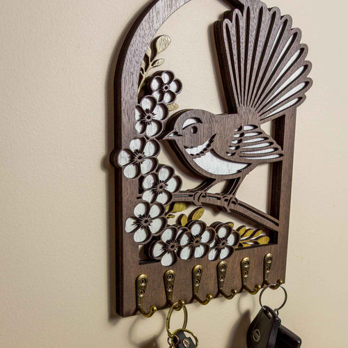 Fantail Key Holder (Wall Art, 6 hooks) | Handmade NZ Timber | furnACE
