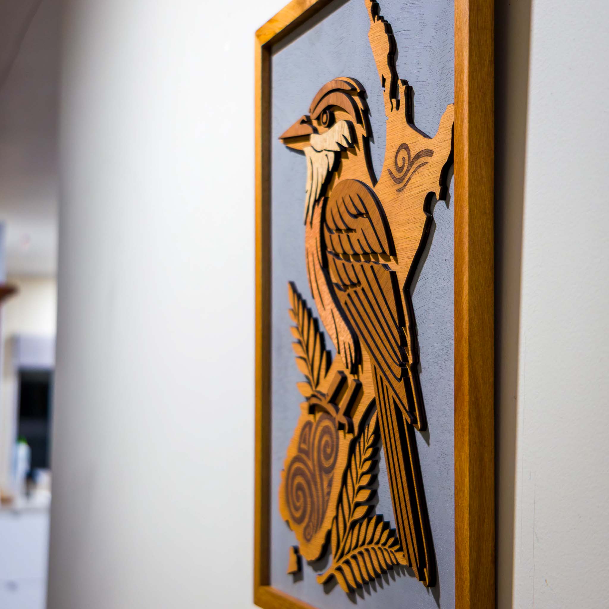 Kingfisher / Kotare NZ Bird Wall Art, Handmade Timber A3