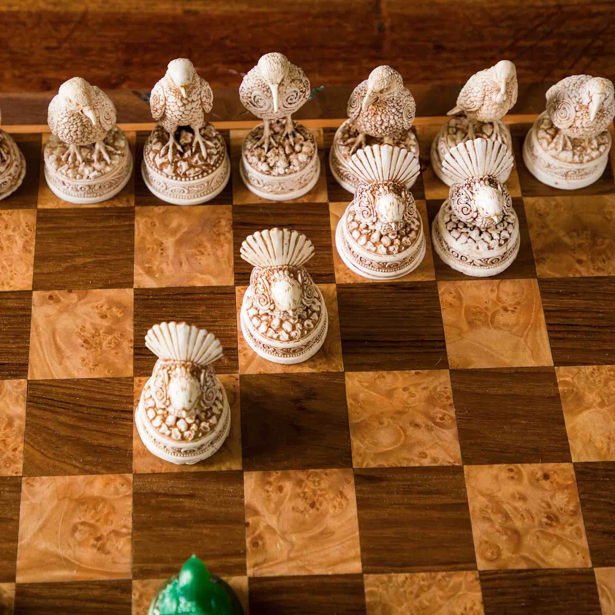 NZ Native Bird Chess Set | Collector Heirloom | Handmade in NZ | furnACE