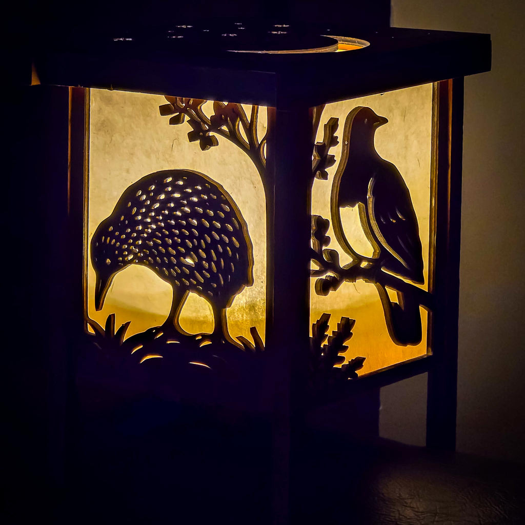 Shoji Lantern – Compact, Natural (Moon & Stars Ceiling Projector, USB) | Handmade NZ Timber | furnACE