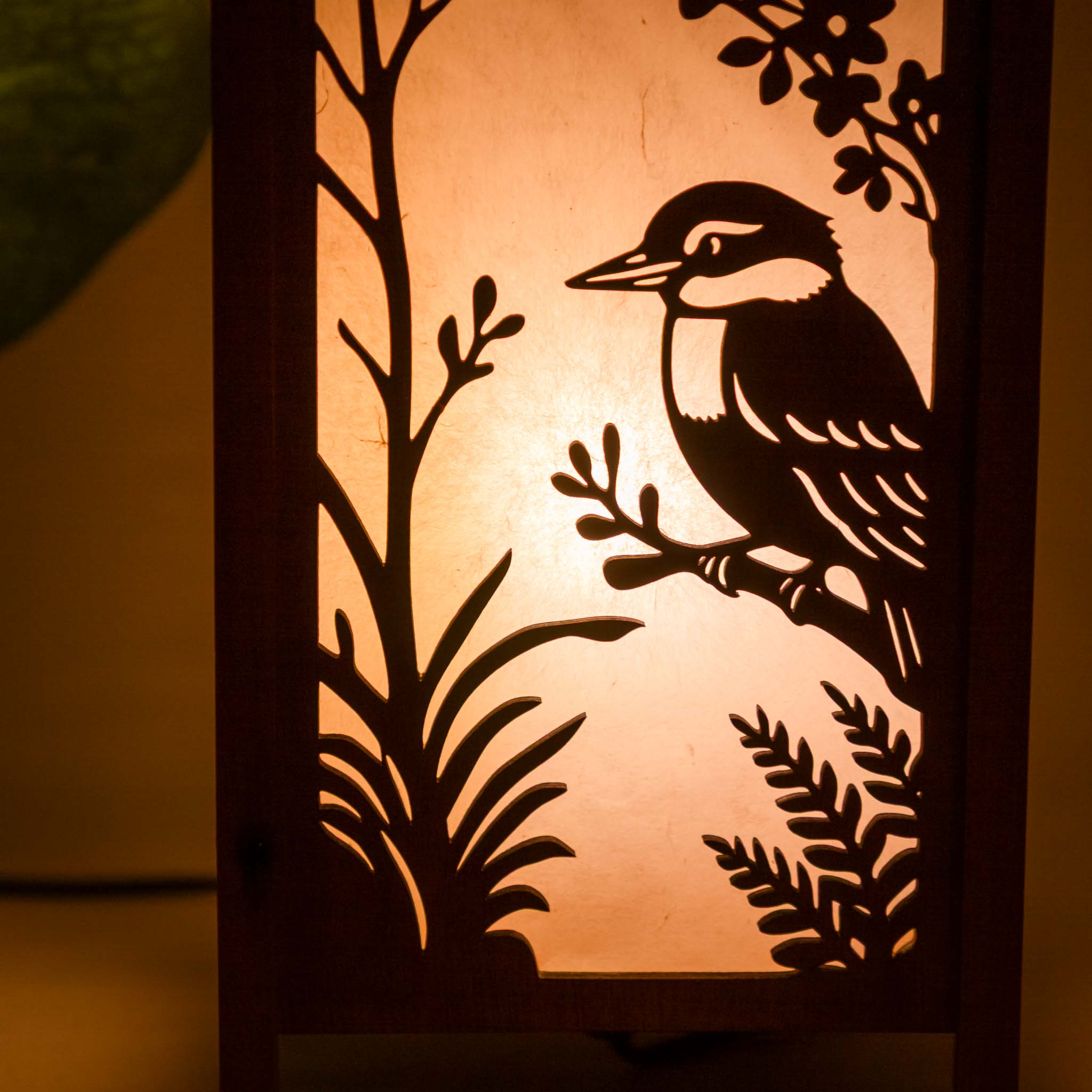 Shoji Lantern – Tall, Open Top (NZ Bird Panels, USB) | Handmade NZ Timber | furnACE