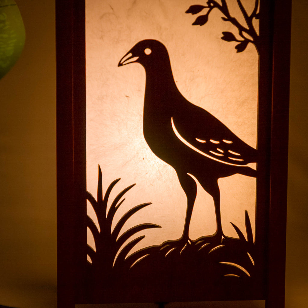 Shoji Lantern – Tall, Open Top (NZ Bird Panels, USB) | Handmade NZ Timber | furnACE
