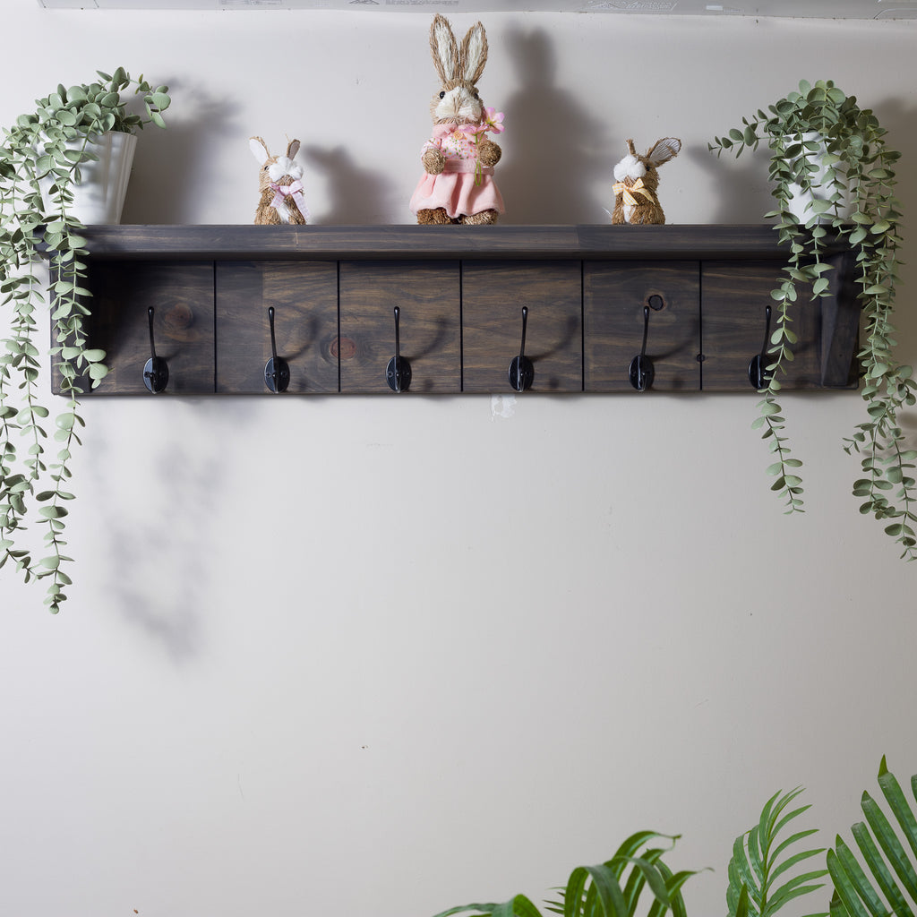 Rustic Wall Shelf & Coat Rack – 900 mm