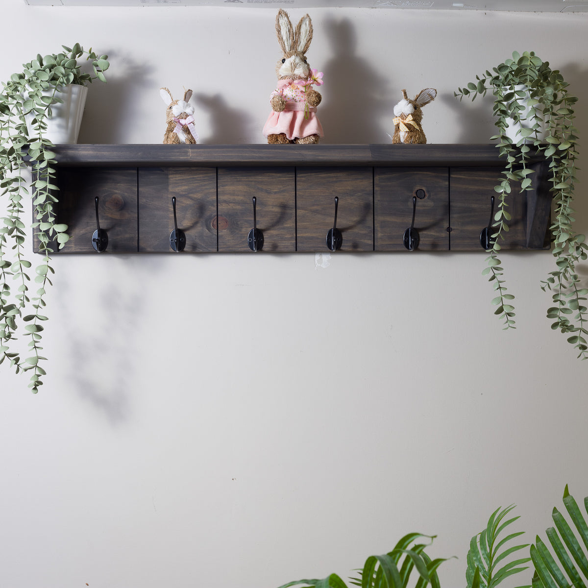 Rustic Wall Shelf & Coat Rack – 900 mm