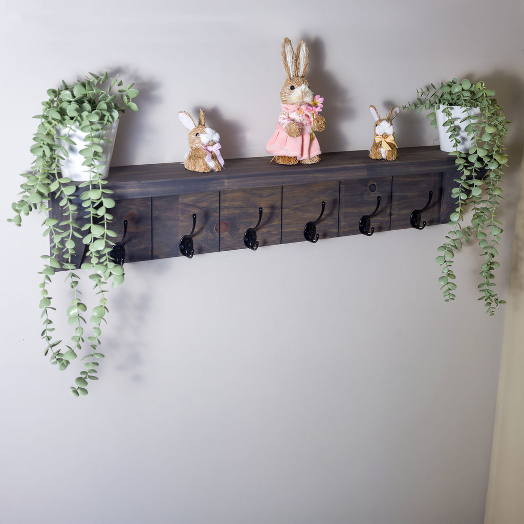Rustic Wall Shelf & Coat Rack – 900 mm
